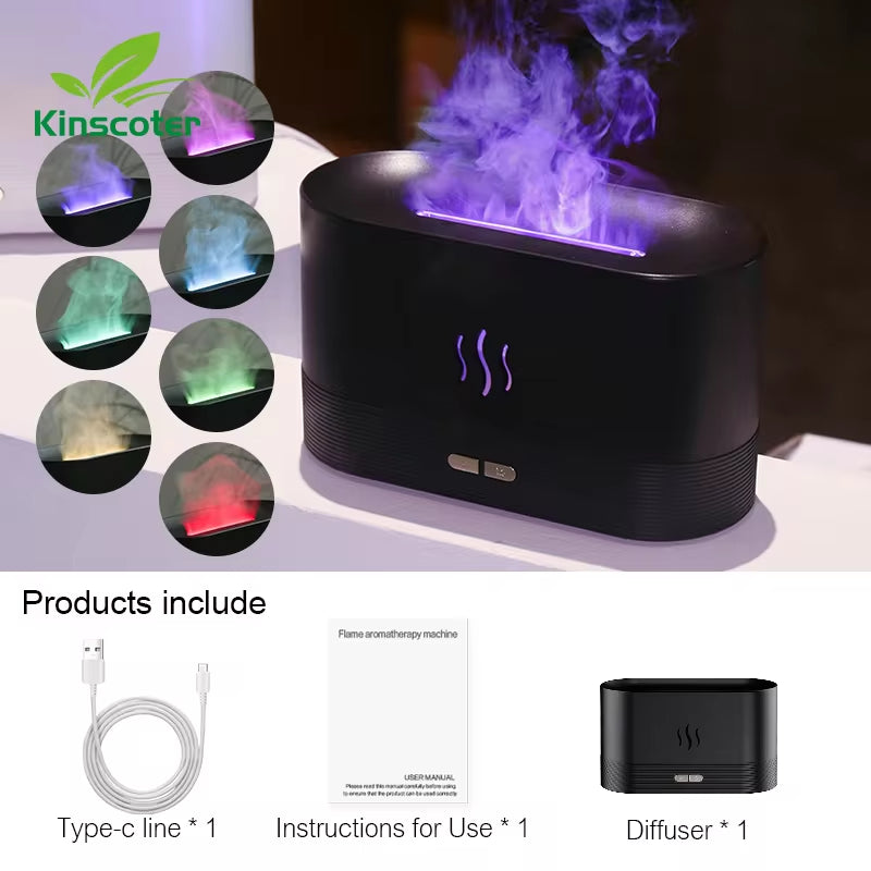 Difusor de Aroma y Humidificador Ultrasonico 2 en 1 - Relájate con Fragancias y Llamas LED