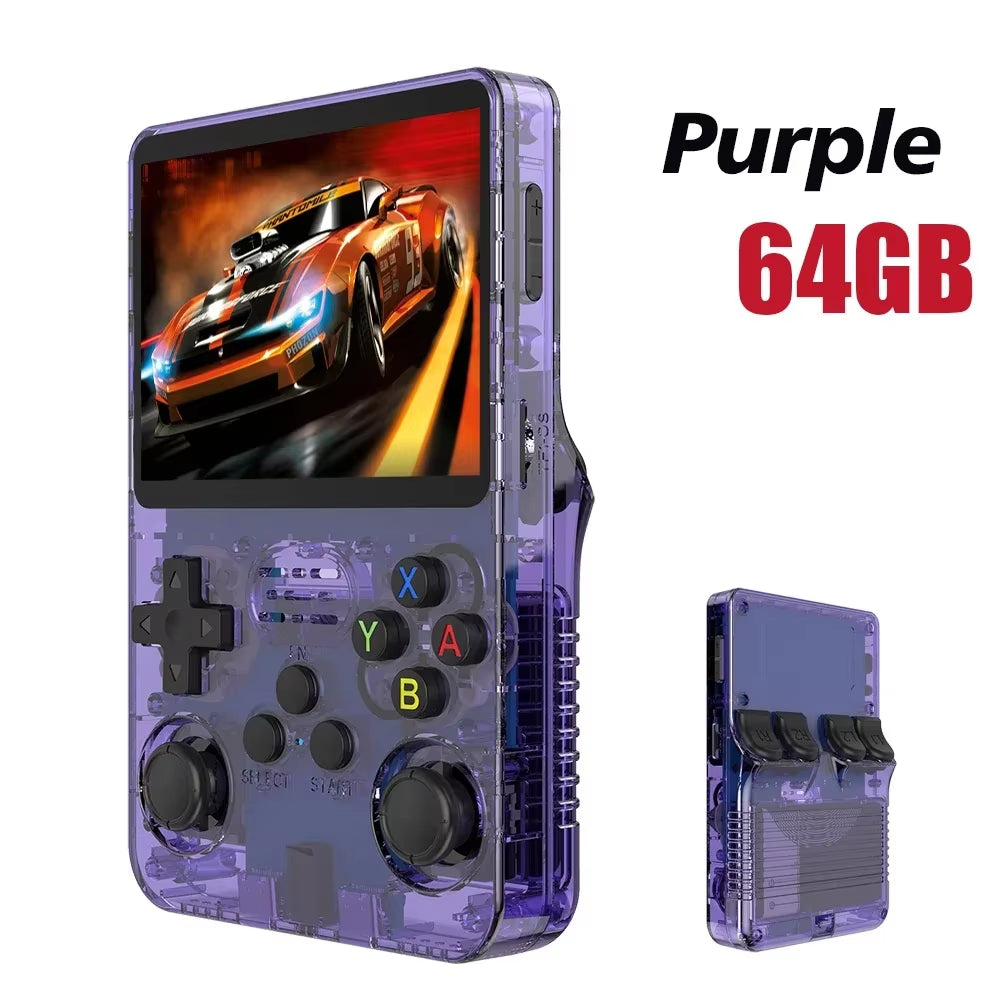 Consola de Videojuegos Retro R36S Portátil: Pantalla IPS de 3.5 Pulgadas, Sistema Linux, 64GB de Juegos, Modelo R35S Pro"