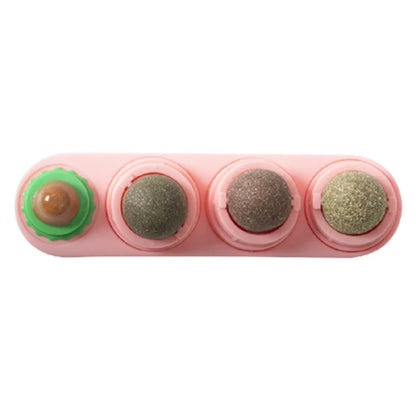 Pet Cat Catnip Wall Ball Cat Toy Catnip Balls Snack Healthy Rotatable Treats Toy Kitten Playing Chewing Cleaning Teeth Toys Food