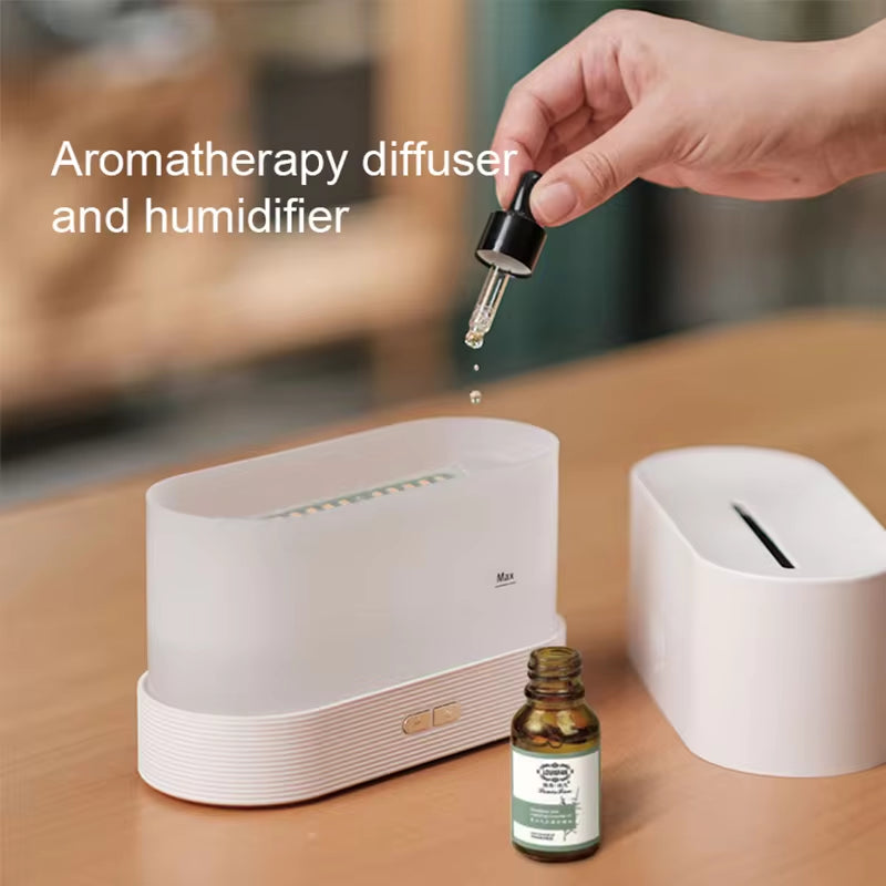 Difusor de Aroma y Humidificador Ultrasonico 2 en 1 - Relájate con Fragancias y Llamas LED