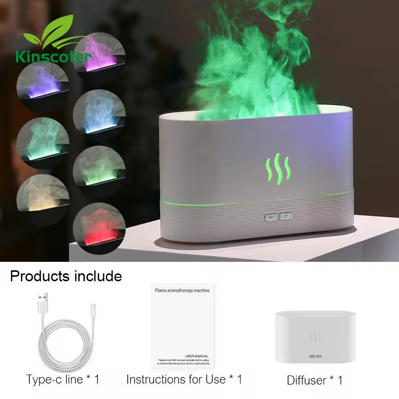 Difusor de Aroma y Humidificador Ultrasonico 2 en 1 - Relájate con Fragancias y Llamas LED