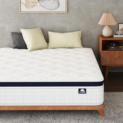 Crystli Mattress Memory Foam Mattress Hybrid Mattress in a Box with Wrapped Innersprings Certipur-Us Certified Medium Firm Pressure Relieving Supportive Full Mattress