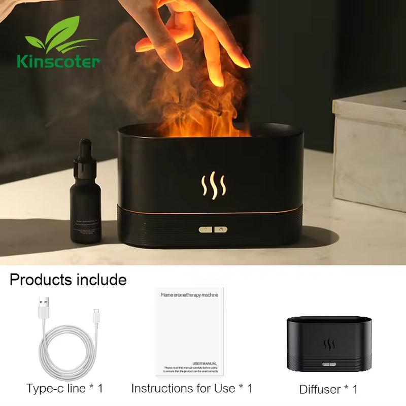 Difusor de Aroma y Humidificador Ultrasonico 2 en 1 - Relájate con Fragancias y Llamas LED