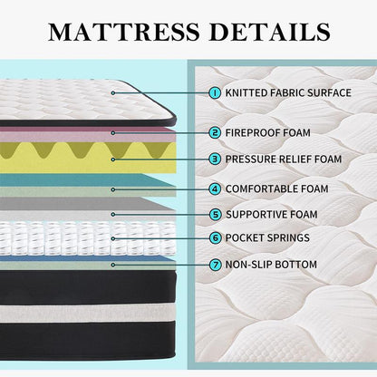 Premium Mattress Memory Foam Hybrid,12Inch Full Innerspring Hybrid Mattress and Individual Pocket Springs, Breathable Soft Knitted Fabric Cover