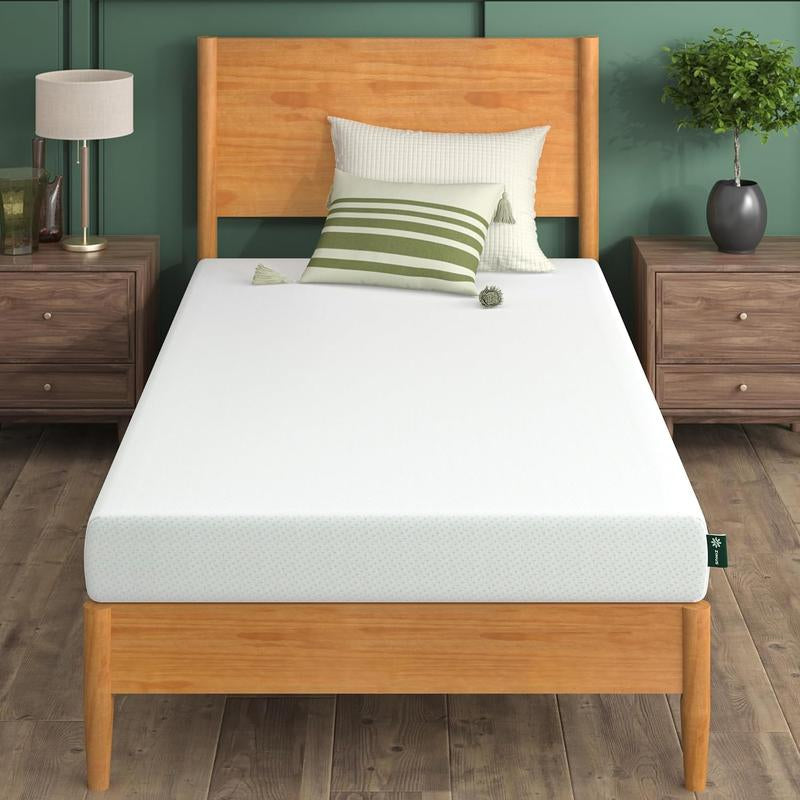 6 Inch Green Tea Cooling Gel Memory Foam Mattress, Fiberglass Free, Cooling Gel Foam, Pressure Relieving, Bed-In-A-Box, Twin