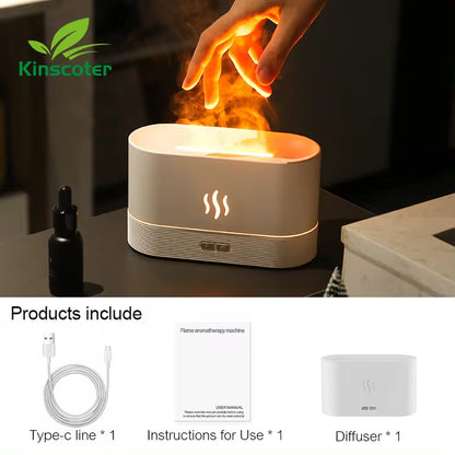 Difusor de Aroma y Humidificador Ultrasonico 2 en 1 - Relájate con Fragancias y Llamas LED